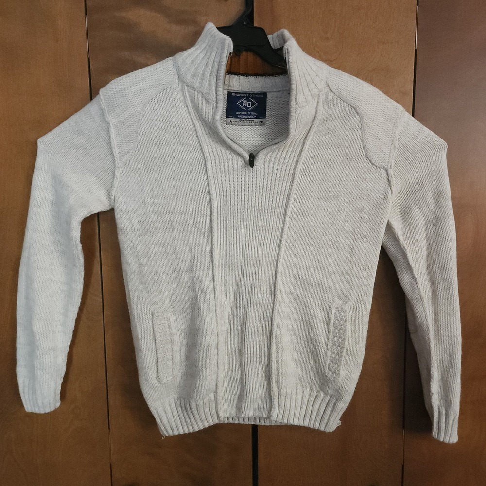 D19  AMONGST OTHERS‎ AO Mens Large Beige 100 Acrylic Zip Neck Sweater
